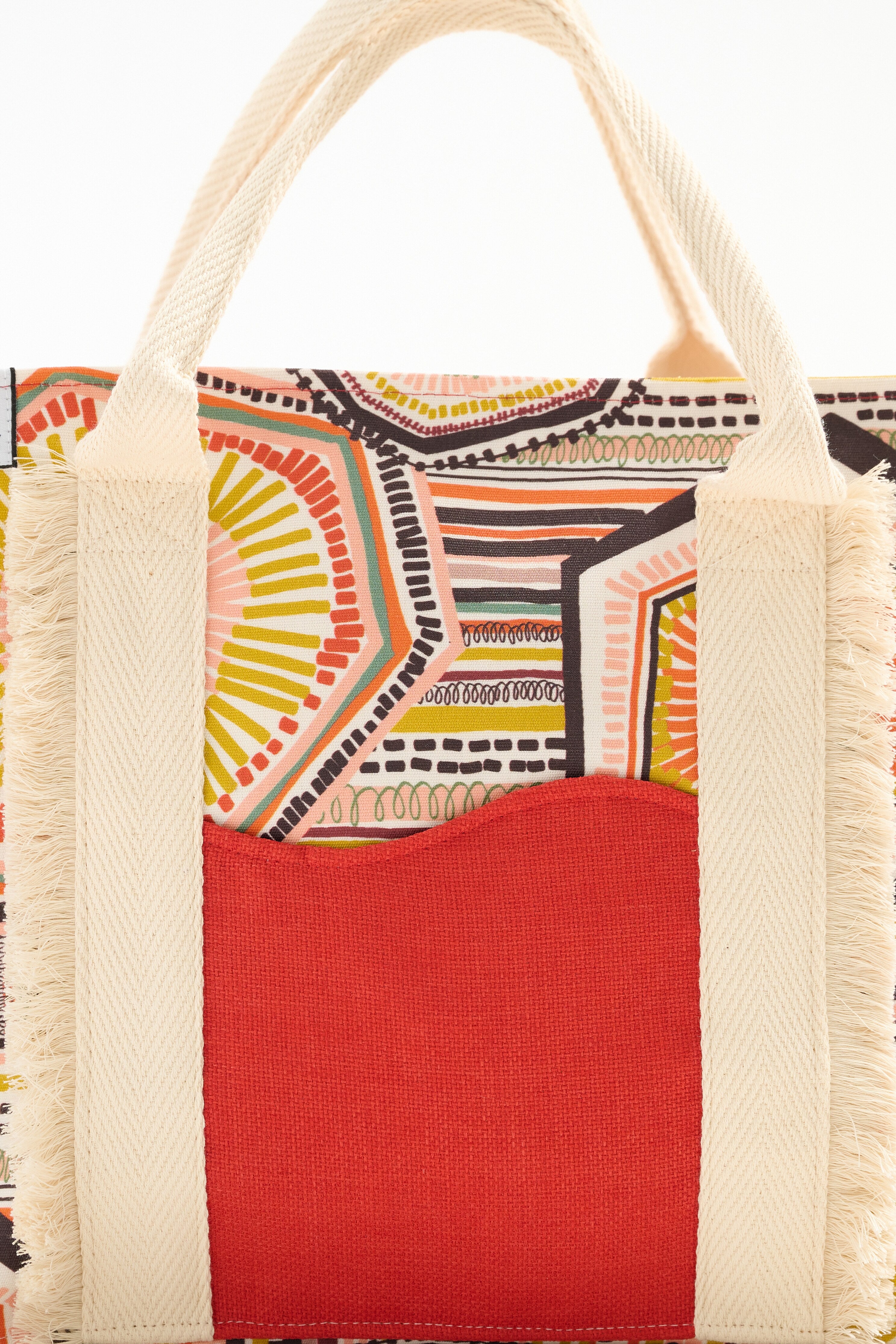 Battenberg tote bag coral