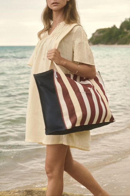 The Oversized Aprox bag in wine stripes