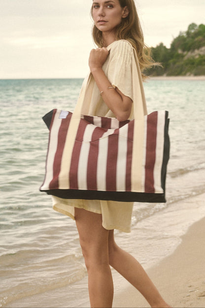 The Oversized Aprox bag in wine stripes